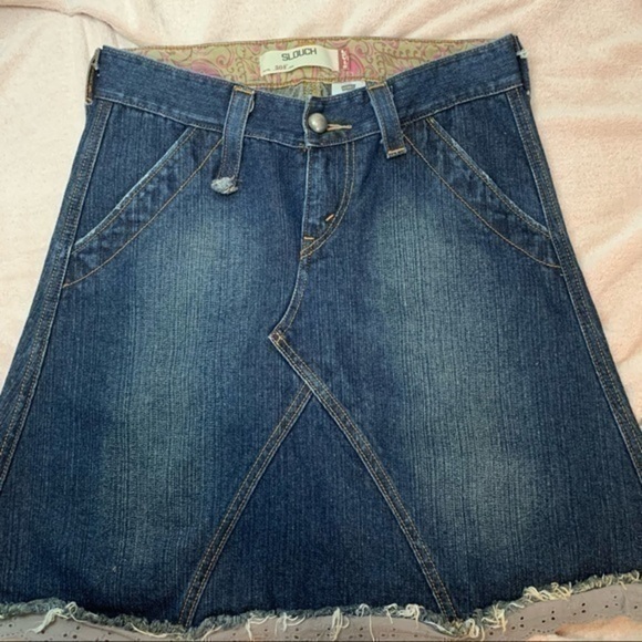 Levi’s denim slouch 504 raw hem skirt - Picture 1 of 6